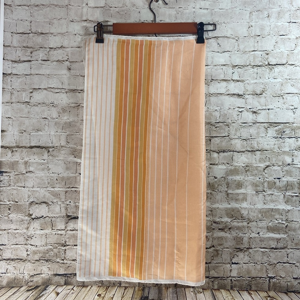 Orange peach white vintage scarf bandana handkerchief